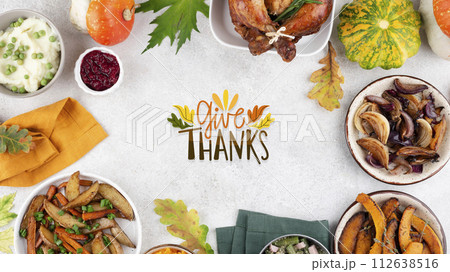 Autumn banner with delicious food 112638516