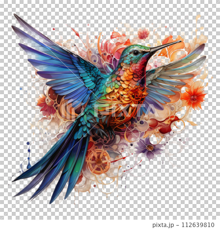 Colorful Bird Flying Over White Background Colorful Bird Flying Over White Background 112639810