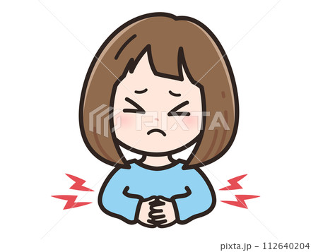 腹痛の若い女性のイラスト 腹痛の若い女性のイラスト 112640204
