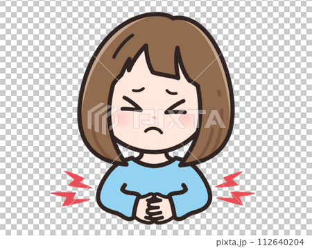 腹痛の若い女性のイラスト 腹痛の若い女性のイラスト 112640204