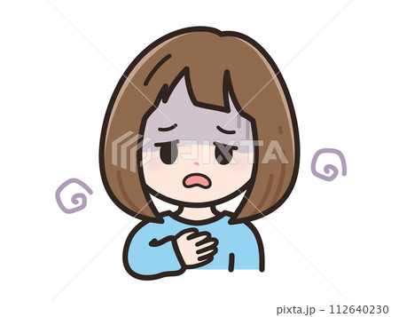 体調不良の若い女性のイラスト 112640230