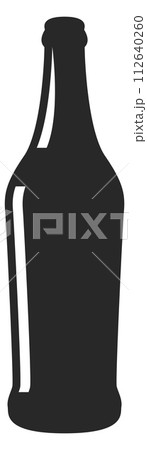 Wine bottle black silhouette. Alcohol drink icon 112640260