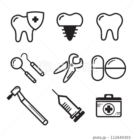 Set linear dental medichine vector for website icon 112640303