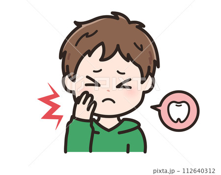 歯が痛いの若い男性のイラスト 112640312