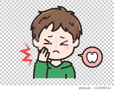 歯が痛いの若い男性のイラスト 112640312