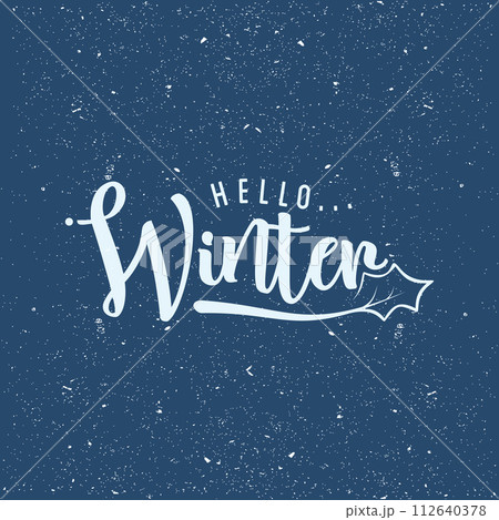 Flat design background with letter Hello Winter for greeting card Flat design background with letter Hello Winter for greeting card 112640378