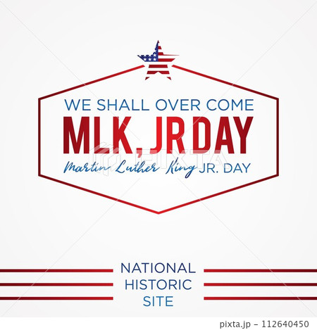 Simple letter emblem Martin Luther King Jr. day or MLK JR. Day inside the hexagon line 112640450