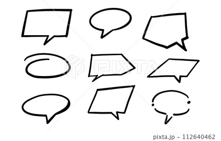 Set of different hand drawn vector speech bubbles. Set of different hand drawn vector speech bubbles. 112640462