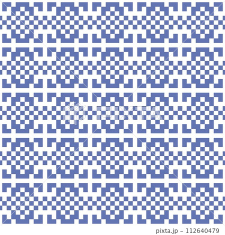 Vector geometric pixel ethnic background with intersecting squares 112640479