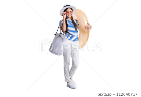 photo of happy teen girl in summertime vacation isolated on white photo of happy teen girl in summertime vacation isolated on white 112640717