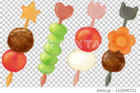 ピックに刺さったお弁当のおかず 112640722