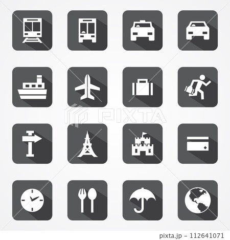 Set transportation and travel app icon 112641071