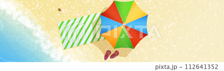 Vacation beach top view. Summer ocean resort 112641352