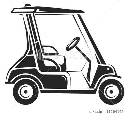 Golf car black icon. Hobby sport club Golf car black icon. Hobby sport club 112641464