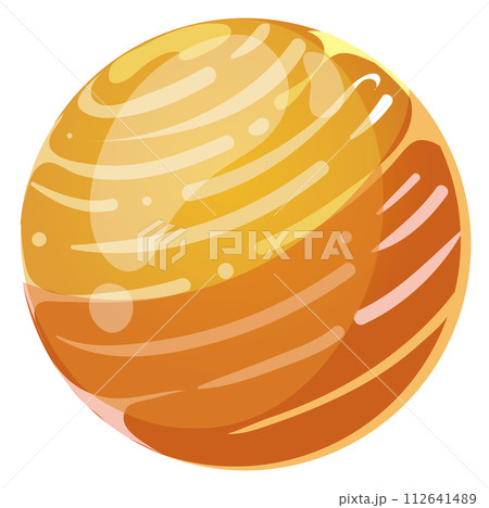 Fantasy planet. Glossy yellow space cartoon object Fantasy planet. Glossy yellow space cartoon object 112641489