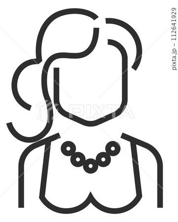 Lady linear icon. Pretty female head portrait 112641929