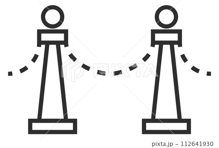 Rope pole barrier linear icon. Vip entrance Rope pole barrier linear icon. Vip entrance 112641930