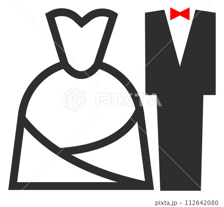 Bride and groom icon. Wedding couple black symbol 112642080