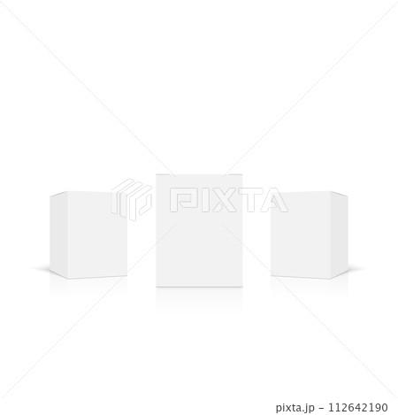 Realistic white box packaging isolated on white background. Vector 112642190
