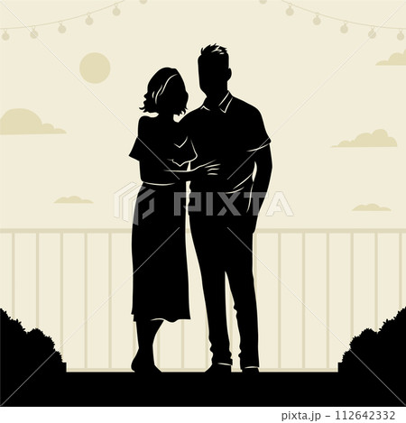 Hand drawn couple silhouette 112642332