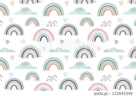 Hand painted watercolor rainbow pattern design 112642340