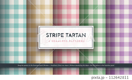 Set 5 Seamless Tartan Pattern. Traditional Scottish Texture. Fashionable Fabric. Textile Background Set 5 Seamless Tartan Pattern. Traditional Scottish Texture. Fashionable Fabric. Textile Background 112642811