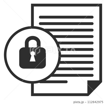 Locked document icon. Privacy protection linear symbol 112642975