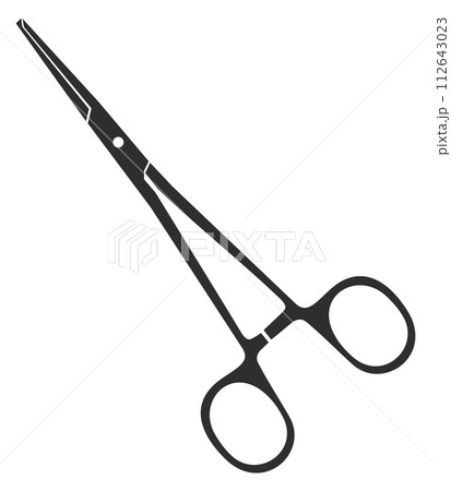 Medical clamp black icon. Surgical tool symbol Medical clamp black icon. Surgical tool symbol 112643023