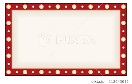 Retro cinema lightbulb frame. Square vintage border 112643053
