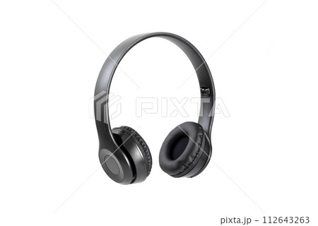 black audio headphones isolated on white background black audio headphones isolated on white background 112643263