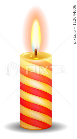 Holiday candle burning. Hot realistic flame mockup Holiday candle burning. Hot realistic flame mockup 112644006