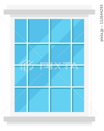 Cartoon window. Clean glass in plastic frame. Architectural element 112644293