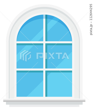Window frame with clean glass. Interior or exterior architectural element 112644295