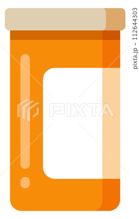 Pharmacy plastic container flat icon. Remedy symbol Pharmacy plastic container flat icon. Remedy symbol 112644303