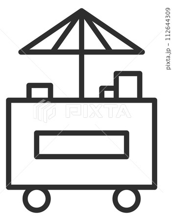 Street fast food cart black line icon Street fast food cart black line icon 112644309