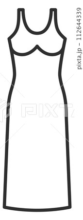 Long evening dress. Glamour female apparel icon Long evening dress. Glamour female apparel icon 112644339