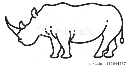 Rhinoceros line icon. African wildlife symbol. Safari animal Rhinoceros line icon. African wildlife symbol. Safari animal 112644387