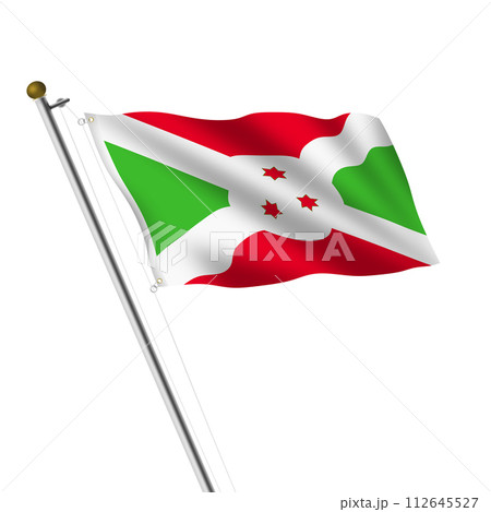 Burundi Flag on pole 3d illustration 112645527
