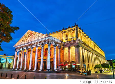 Teatro Degollado, a neoclassical Mexican theater in Guadalajara, Mexico at sunset Teatro Degollado, a neoclassical Mexican theater in Guadalajara, Mexico at sunset 112645715