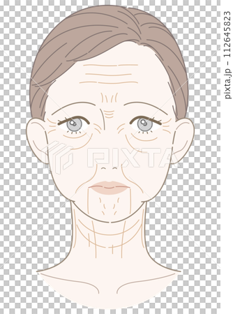 シワたるみ　女性　イラスト 112645823