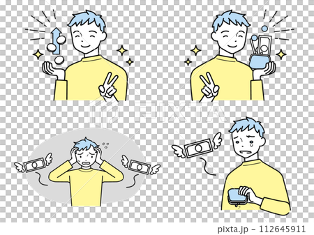 Money increase/loss money pose set for men Money increase/loss money pose set for men 112645911