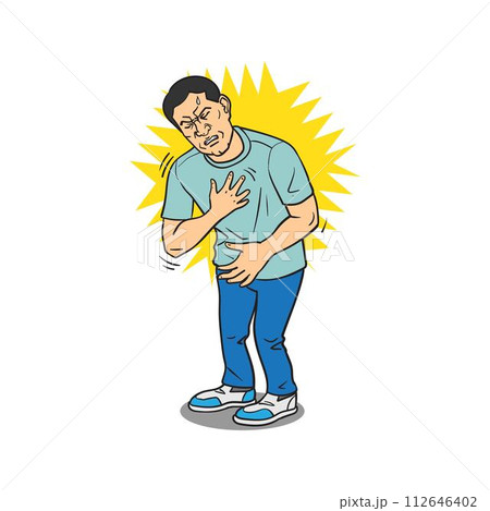 an elderly man heart pain vector 112646402