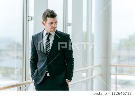 都会で働く欧米人ビジネスマンの白人男性（商社・貿易・グローバル・通訳・翻訳） 112646718