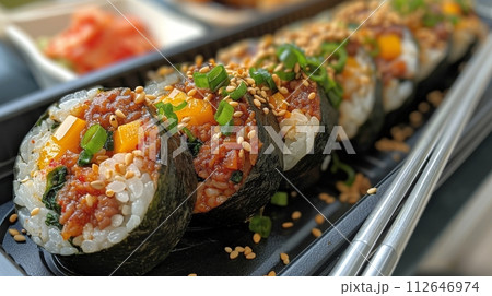 持ち帰り用のユッケキンパ盛り合わせ 112646974