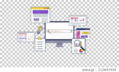 電腦與搜尋螢幕背景：白色背景 112647438