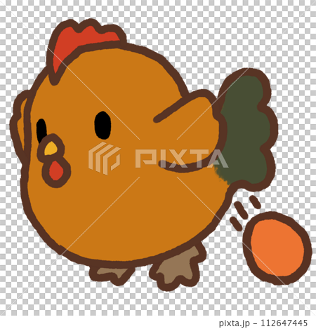 卵を産む茶色いニワトリ 112647445