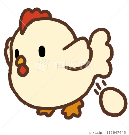 卵を産む白いニワトリ 112647446