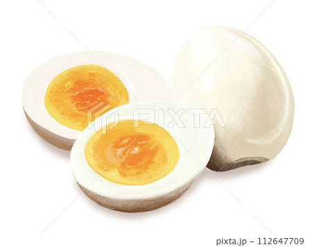 ゆでたまご（1個と断面） 112647709