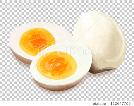 ゆでたまご（1個と断面） 112647709