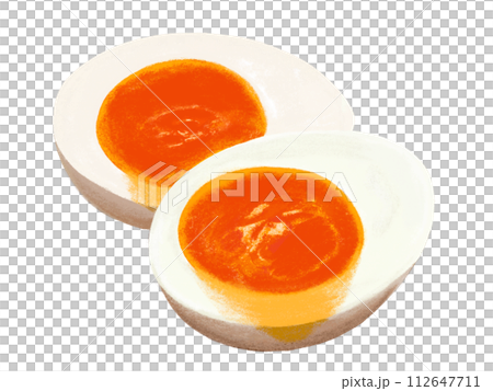 Boiled egg (cross section) half-boiled Boiled egg (cross section) half-boiled 112647711